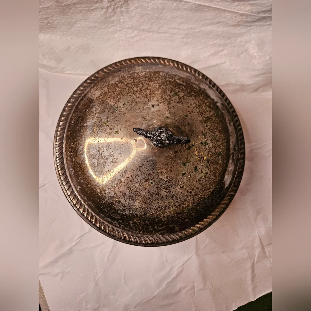 Vintage Silver Plated Serving Dish with Lid Silv 1158 Antique